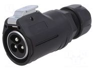 Connector: circular; plug; size 28; 02; male; PIN: 3; 500V; Quicklock LUTRONIC