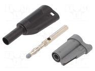 Connector: 4mm banana; plug; 36A; 1kVAC; black; insulated; 58.9mm ELECTRO-PJP