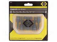 Kit: screwdriver bits; 6-angles socket; HEX 1/4",HEX 3/8"; 7pcs. C.K