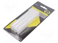 Hot melt glue; Ø: 11mm; white,transparent; L: 100mm; 120°C; 6pcs. C.K