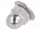 Nut; with flange; hexagonal; M6; 1; A2 stainless steel; 10mm; dome BOSSARD