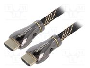 Cable; HDMI 2.1; HDMI plug,both sides; textile; 3m; black; 28AWG GEMBIRD