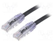 Patch cord; TX6A™ 10Gig,U/UTP; 6a; wire; Cu; PVC; black; 5m; 24AWG PANDUIT