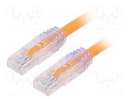 Patch cord; TX6A™ 10Gig,U/UTP; 6a; wire; Cu; PVC; orange; 1m; 24AWG PANDUIT