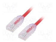 Patch cord; TX6A-28™,U/UTP; 6a; wire; Cu; LSZH; red; 1m; 28AWG PANDUIT