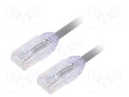 Patch cord; TX6A-28™,U/UTP; 6a; solid; Cu; LSZH; grey; 1m; 28AWG PANDUIT