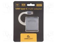 Adapter; HDMI 1.4,USB 3.0,USB 3.1; 0.075m; white; grey GEMBIRD