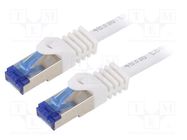 Patch cord; S/FTP; 6a; stranded; Cu; LSZH; white; 1m; 26AWG; -20÷75°C LOGILINK