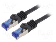 Patch cord; S/FTP; 6a; stranded; Cu; LSZH; black; 1m; 26AWG; -20÷75°C LOGILINK