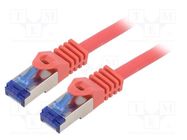 Patch cord; S/FTP; 6a; stranded; Cu; LSZH; red; 1m; 26AWG; -20÷75°C LOGILINK