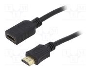 Cable; HDMI 2.0; HDMI socket,HDMI plug; PVC; 3m; black; 30AWG GEMBIRD