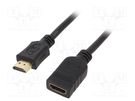 Cable; HDMI 2.0; HDMI socket,HDMI plug; PVC; 0.5m; black; 30AWG GEMBIRD