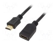 Cable; HDMI socket,HDMI plug; PVC; 0.5m; black; HDMI 2.0; 30AWG GEMBIRD