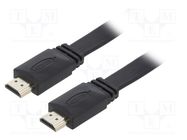 Cable; HDMI 2.0,flat; HDMI plug,both sides; PVC; 3m; black; 30AWG GEMBIRD