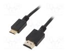 Cable; HDMI 2.0; HDMI plug,mini HDMI plug; PVC; 1.8m; black GEMBIRD