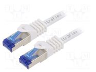 Patch cord; S/FTP; 6a; stranded; Cu; LSZH; white; 15m; 26AWG LOGILINK