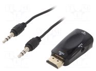 Adapter; D-Sub 15pin HD socket,HDMI plug,Jack 3.5mm socket GEMBIRD