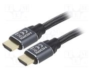 Cable; HDMI 2.0; HDMI plug,both sides; textile; 2m; black; 28AWG GEMBIRD