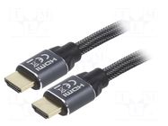 Cable; HDMI plug,both sides; textile; 2m; black; HDMI 2.0; 28AWG GEMBIRD