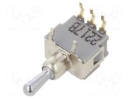 Switch: toggle; Pos: 3; SPDT; (ON)-OFF-ON; 0.05A; 0.05A; ATE; 50mΩ KNITTER-SWITCH