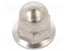 Nut; with flange; hexagonal; M5; 0.8; A2 stainless steel; 8mm; dome BOSSARD