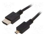 Cable; HDMI 2.0; HDMI plug,micro HDMI plug; PVC; 1.8m; black 