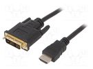 Cable; DVI-D (18+1) plug,HDMI plug; PVC; 4.5m; black; 30AWG GEMBIRD