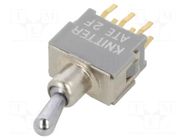 Switch: toggle; Pos: 2; DPDT; (ON)-ON; 0.05A; 0.05A; Leads: flat pin KNITTER-SWITCH