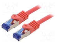 Patch cord; S/FTP; 6a; stranded; Cu; LSZH; red; 0.5m; 26AWG; -20÷75°C LOGILINK