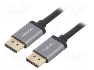 Cable; DisplayPort 1.2,HDCP 1.3; DisplayPort plug,both sides LOGILINK