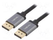 Cable; DisplayPort plug,both sides; 3m; black; aluminium LOGILINK