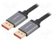 Cable; DisplayPort 1.4,HDCP 2.2; DisplayPort plug,both sides LOGILINK