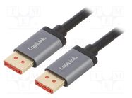 Cable; DisplayPort 1.4,HDCP 2.2; DisplayPort plug,both sides LOGILINK