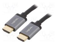 Cable; HDCP,HDMI 2.0; HDMI plug,both sides; 2m; black LOGILINK
