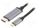 Adapter; HDCP,HDMI 2.0,USB 3.2; HDMI plug,USB C plug; 1.8m; grey LOGILINK