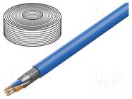 Wire; S/FTP; 4x2x23AWG; 6a; solid; Cu; LSZH; blue; 50m; Øcable: 7mm DIGITUS