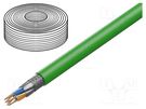 Wire; S/FTP; 4x2x22AWG; Cat 8.2; solid; Cu; LSZH; green; 500m DIGITUS