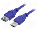 Cable; USB 3.0; USB A socket,USB A plug; 1.8m; blue; PVC GEMBIRD