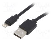 Cable; USB 2.0; Apple Lightning plug,USB A plug; 1m; black; PVC GEMBIRD