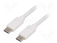 Cable; USB 3.1; USB C plug,both sides; 1m; white; 10Gbps QOLTEC