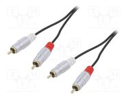 Cable; RCA plug x2,both sides; 0.5m; Plating: gold-plated; black QOLTEC