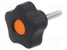 Knob; Ø: 32mm; Ext.thread: M5; 20mm; H: 23mm; technopolymer PP ELESA+GANTER