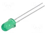 LED; green; 5mm; 80mcd; 30°; Front: convex; 2.2÷2.6VDC; No.of term: 2 LUMEX