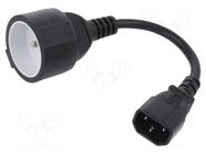 Cable; CEE 7/5 (E) socket,IEC C14 male; 0.15m; Sockets: 1; black QOLTEC