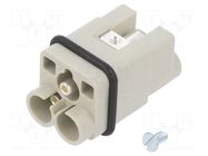 Connector: HDC; contact insert; male; 40A; 400V; Han Q; PIN: 3; 2P+PE HARTING