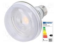 LED lamp; warm white; E27; 230VAC; 670lm; P: 8W; 36°; 2700K PHILIPS