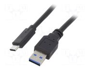 Cable; USB 3.0; USB A plug,USB C plug; gold-plated; 1m; black; PVC GEMBIRD