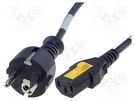 Cable; 3x1mm2; CEE 7/7 (E/F) plug,IEC C13 female; PVC; 2m; black SCHURTER