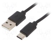 Cable; USB 2.0; USB A plug,USB C plug; 1m; black; Cablexpert GEMBIRD