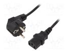 Cable; 3x0.5mm2; CEE 7/7 (E/F) plug angled,IEC C13 female; PVC GEMBIRD